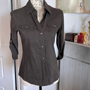 Brown Theory Linen Blend top
